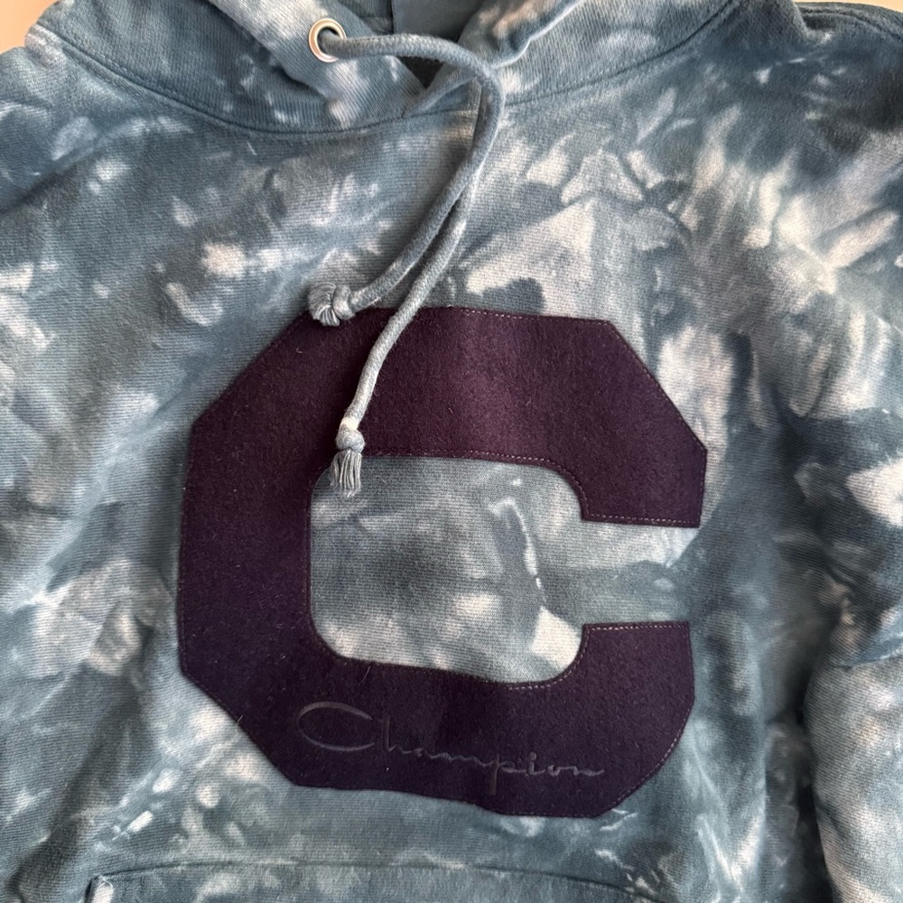 Champion Reverse Weave Tie Dye Hoodie Big “C” Logo Pullover Large - Picture 7 of 7
